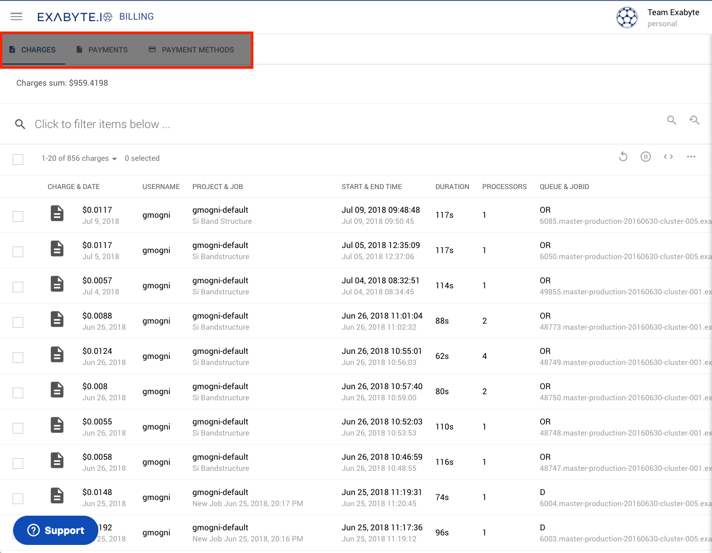 Billing Page